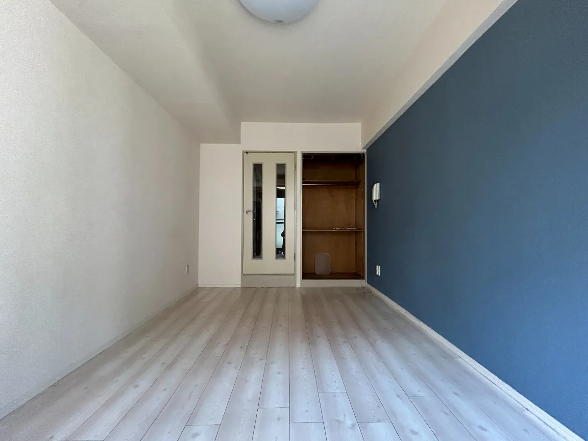 ワンルーム Before 既存収納とネイビー壁